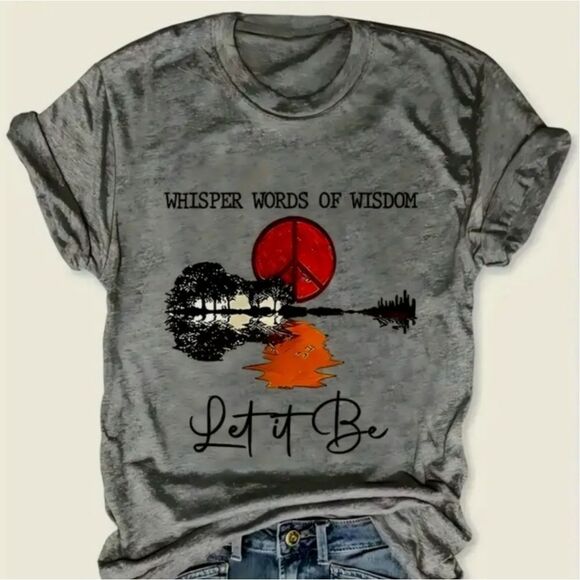 SOLOW Tops - SOLOW Gray Let It Be Graphic Tee